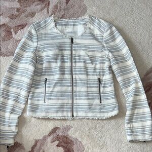 Joie White and Blue Striped Blazer